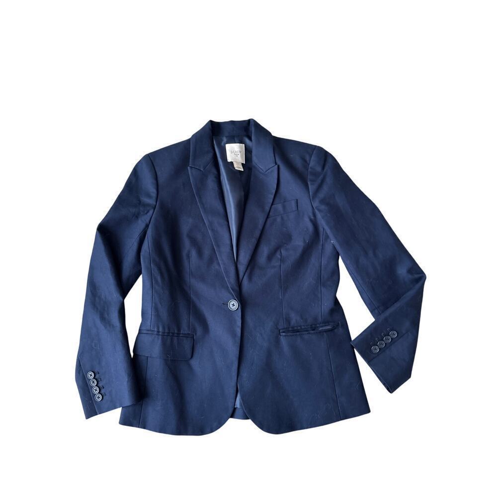 J.Crew Navy Blue Cotton Blazer Jacket Size 2